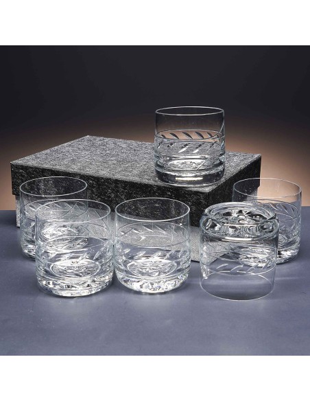 Juego de 6 vasos bajos de cristal para whisky o agua - Colección 3030 - Talla 424.