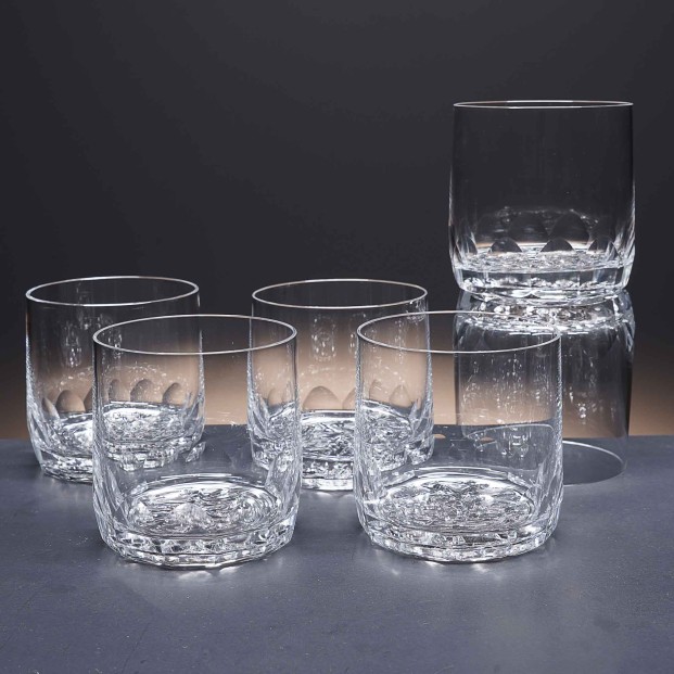 Juego de 6 vasos bajos de cristal para whisky o agua - Colección 3030 - Talla 99A.
