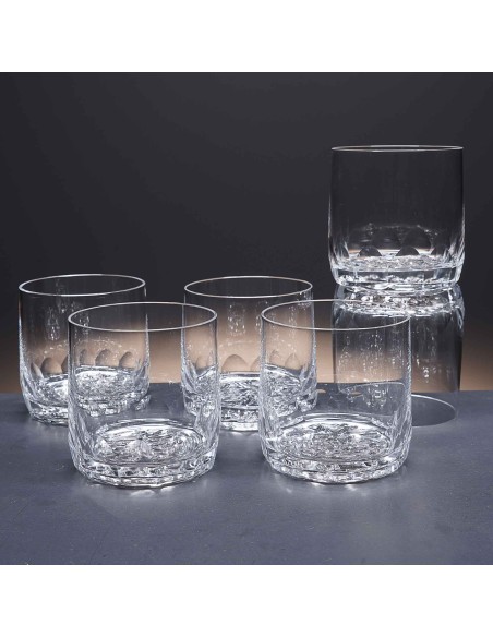 Juego de 6 vasos bajos de cristal para whisky o agua - Colección 3030 - Talla 99A.