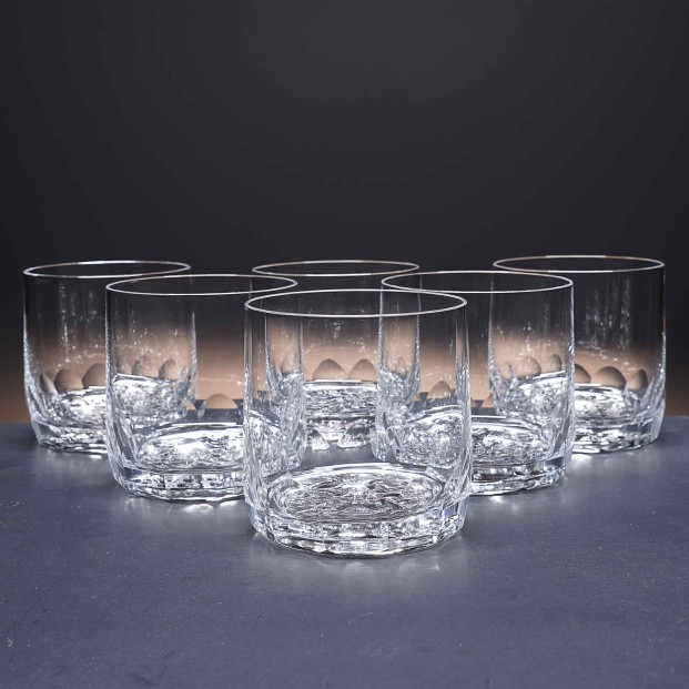 Juego de 6 vasos bajos de cristal para whisky o agua - Colección 3030 - Talla 99A.