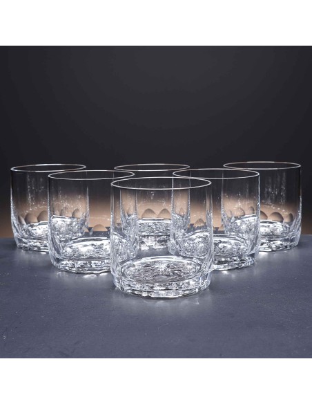 Juego de 6 vasos bajos de cristal para whisky o agua - Colección 3030 - Talla 99A.