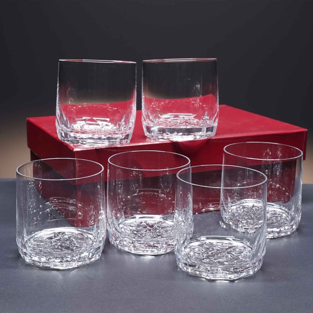 Juego de 6 vasos bajos de cristal para whisky o agua - Colección 3030 - Talla 99A.