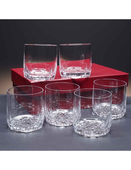 Juego de 6 vasos bajos de cristal para whisky o agua - Colección 3030 - Talla 99A.