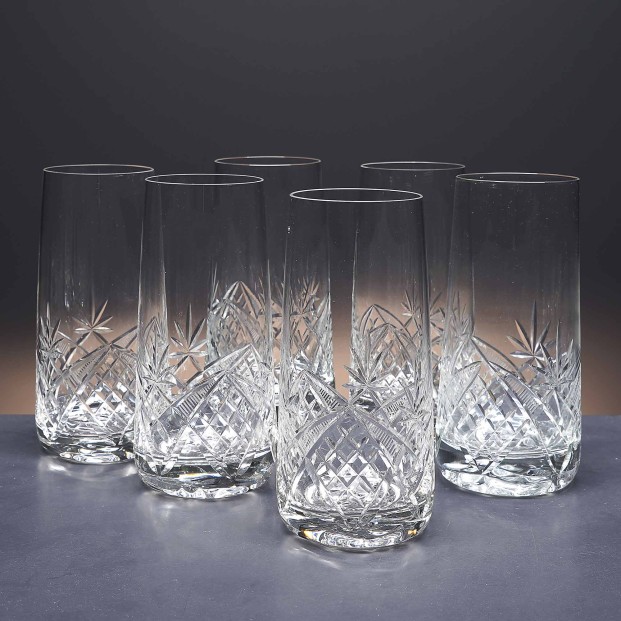 Juego de 6 vasos altos de cristal para whisky o agua - Colección 3030 - Talla 105.