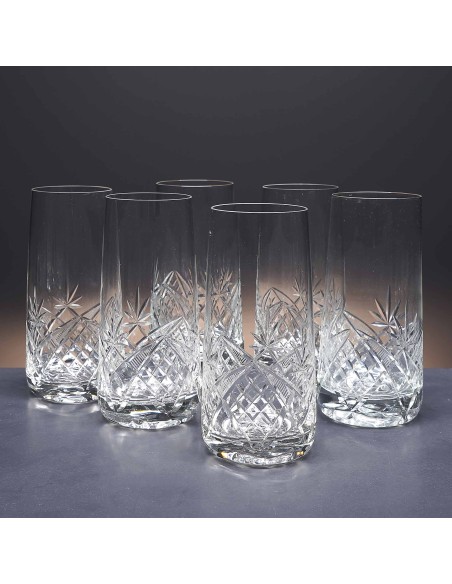 Juego de 6 vasos altos de cristal para whisky o agua - Colección 3030 - Talla 105.