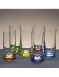 Juego de 6 vasos altos de cristal para whisky o agua - 6 colores - Colección CLASSIC.