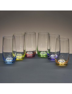 Juego de 6 vasos altos de cristal para whisky o agua - 6 colores - Colección COOL.