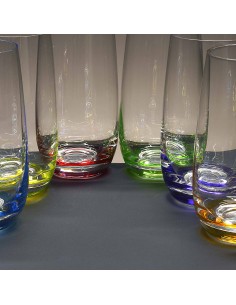 Juego de 6 vasos altos de cristal para whisky o agua - 6 colores - Colección COOL. 2
