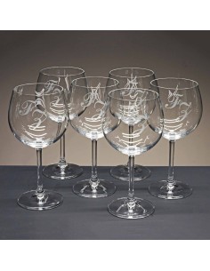 Juego de 6 copas de cristal para vino o agua - Colección GASTRO RESERVA-GRABADO - Grabación personalizada.