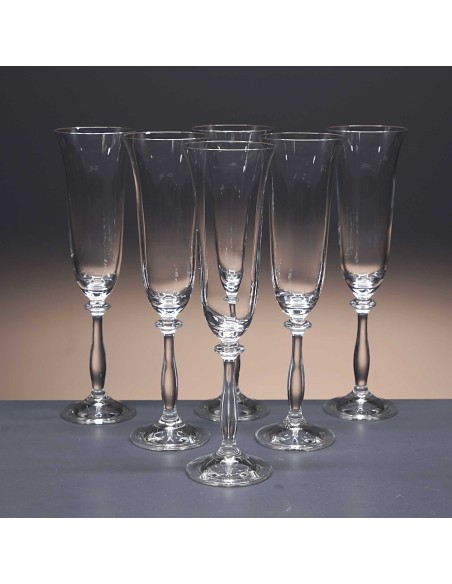 Juego de 18 copas de cristal para champán - Colección ANGELA.