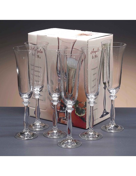 Juego de 18 copas de cristal para champán - Colección ANGELA.