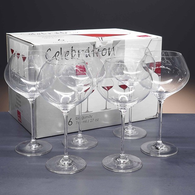 Juego de 6 copas de cristal para vino o agua - Colección CELEBRATION BORGOÑA.