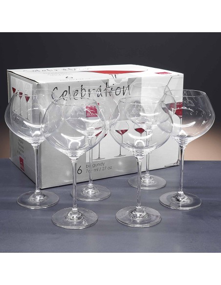 Juego de 6 copas de cristal para vino o agua - Colección CELEBRATION BORGOÑA.