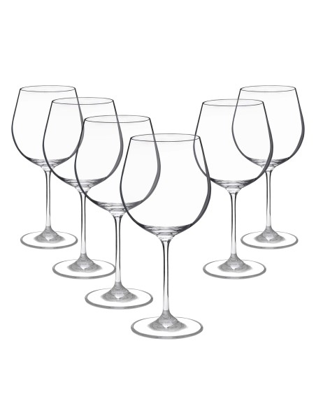 Juego de 6 copas de cristal para vino o agua - Colección PRESTIGE.