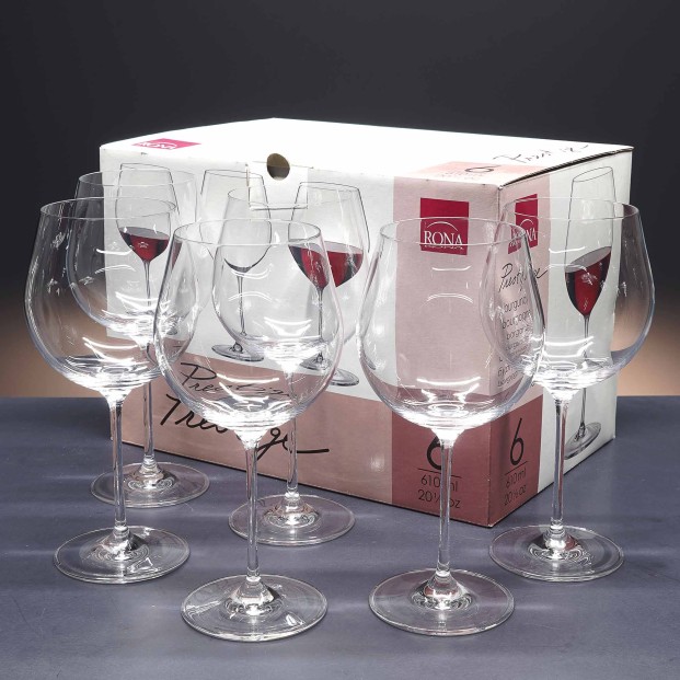 Juego de 6 copas de cristal para vino o agua - Colección PRESTIGE.