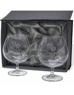 Set de 2 copas de cristal para coñac o brandy - Colección GASTRO-GRABADO - Grabación personalizada.