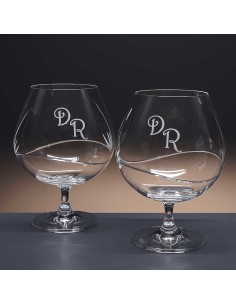 Set de 2 copas de cristal para coñac o brandy - Colección GASTRO-GRABADO - Grabación personalizada. 2