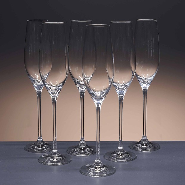 Set de 6 copas de cristal para champán - Colección CELEBRATION.