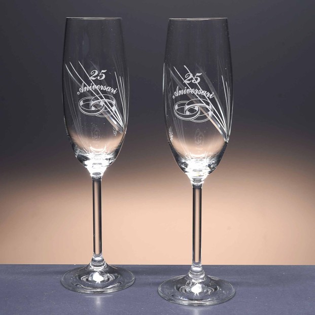 Set de 2 copas de cristal para champán - Colección NATALIE-ANIVERSARIO - Talla 722.