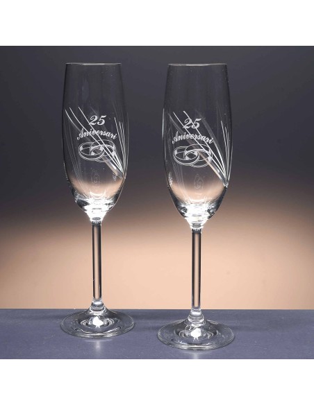 Set de 2 copas de cristal para champán - Colección NATALIE-ANIVERSARIO - Talla 722.