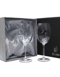 Set de 2 copas de cristal para vino o agua - Colección GASTRO BORGOÑA-GRABADO - Grabación personalizada.