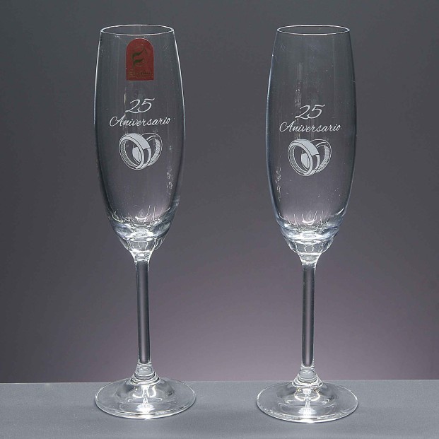 Set de 2 copas de cristal para champán - Colección GASTRO-ANIVERSARIO.