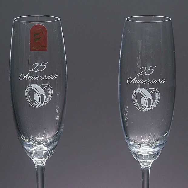 Set de 2 copas de cristal para champán - Colección GASTRO-ANIVERSARIO.