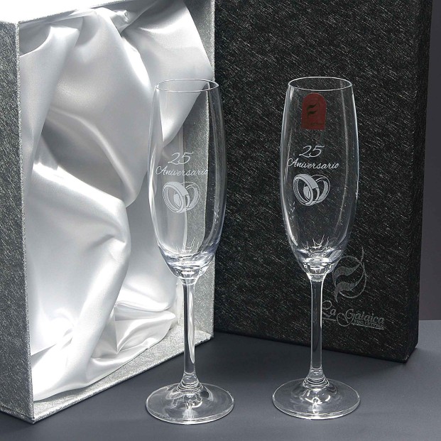 Set de 2 copas de cristal para champán - Colección GASTRO-ANIVERSARIO.