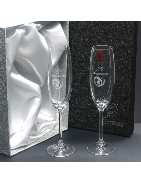 Set de 2 copas de cristal para champán - Colección GASTRO-ANIVERSARIO.