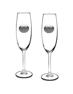 Set de 2 copas de cristal para champán+bandeja de cristal - Colección GASTRO-ANIVERSARIO BILAMINADO.