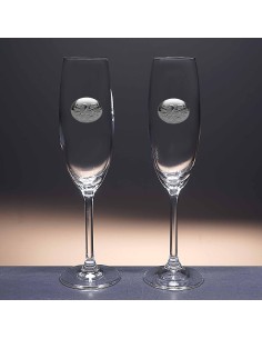 Set de 2 copas de cristal para champán+bandeja de cristal - Colección GASTRO-ANIVERSARIO BILAMINADO. 2