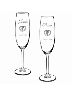 Set de 2 copas de cristal para champán - Colección GASTRO-GRABADO - Grabación personalizada.