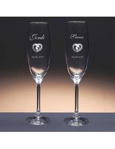 Set de 2 copas de cristal para champán - Colección GASTRO-GRABADO - Grabación personalizada. 2
