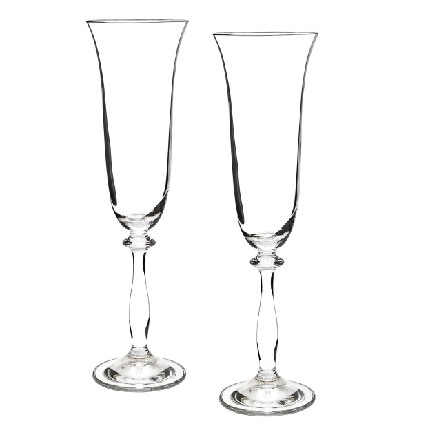 Set de 2 copas de cristal para champán+bandeja de cristal - Colección ANGELA.