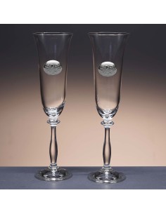 Set de 2 copas de cristal para champán+bandeja de cristal - Colección ANGELA-ANIVERSARIO BILAMINADO. 2