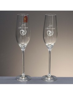 Set de 2 copas de cristal para champán - Colección CELEBRATION-ANIVERSARIO.