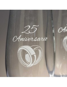 Set de 2 copas de cristal para champán - Colección CELEBRATION-ANIVERSARIO. 2
