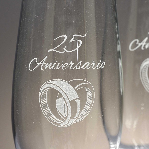 Set de 2 copas de cristal para champán - Colección CELEBRATION-ANIVERSARIO.