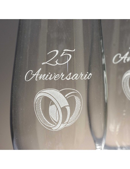 Set de 2 copas de cristal para champán - Colección CELEBRATION-ANIVERSARIO.