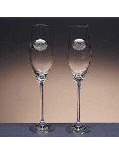 Set de 2 copas de cristal para champán+bandeja de cristal - Colección CELEBRATION-ANIVERSARIO BILAMINADO. 2