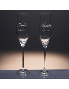 Set de 2 copas de cristal para champán - Colección CELEBRATION-GRABADO - Grabación personalizada. 2