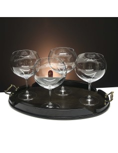 Set de 4 copas de cristal para gin tonic+bandeja de madera color wenge ovalada - Colección GIN TONIC. 2