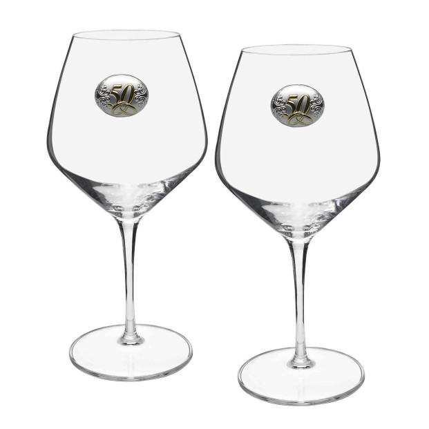 Set de 2 copas de cristal para vino o agua - Colección ATELIER-ANIVERSARIO BILAMINADO.