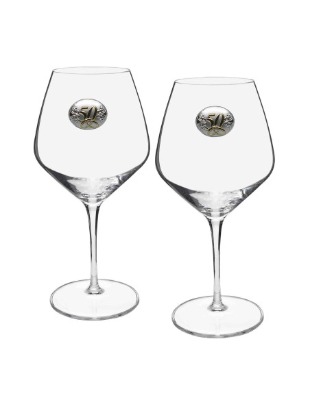 Set de 2 copas de cristal para vino o agua - Colección ATELIER-ANIVERSARIO BILAMINADO.