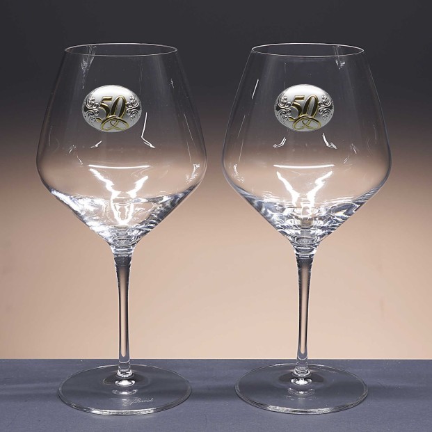 Set de 2 copas de cristal para vino o agua - Colección ATELIER-ANIVERSARIO BILAMINADO.