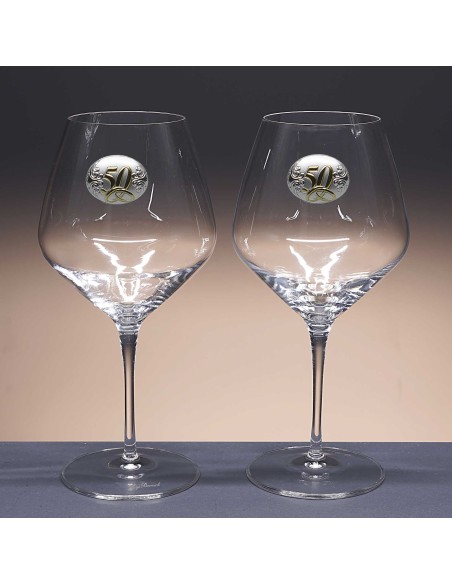 Set de 2 copas de cristal para vino o agua - Colección ATELIER-ANIVERSARIO BILAMINADO.