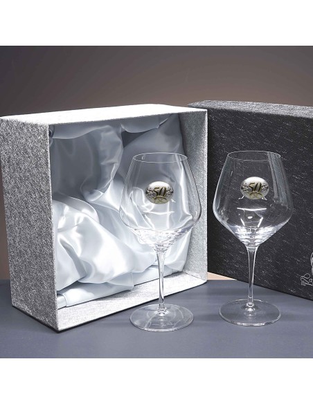 Set de 2 copas de cristal para vino o agua - Colección ATELIER-ANIVERSARIO BILAMINADO.