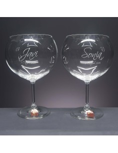 Set de 2 copas de cristal para gin tonic - Colección GIN TONIC-GRABADO - Grabación personalizada.