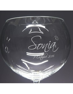 Set de 2 copas de cristal para gin tonic - Colección GIN TONIC-GRABADO - Grabación personalizada. 2