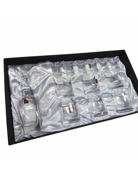 Set de 6 vasos bajos de cristal para whisky o agua+chupitos+botella - Colección GOGO.